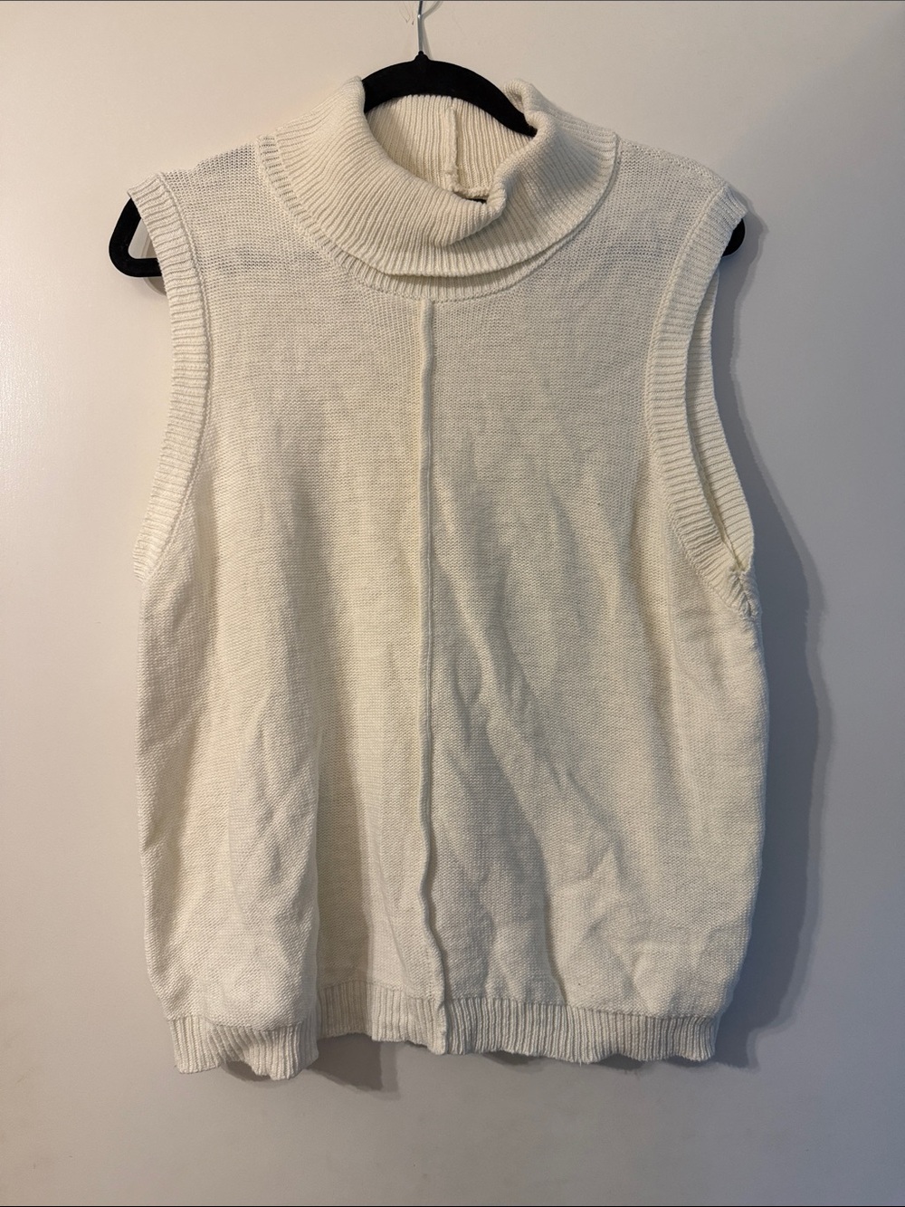 Sanctuary Cream Ribbed Sleeveless Turtleneck Knit